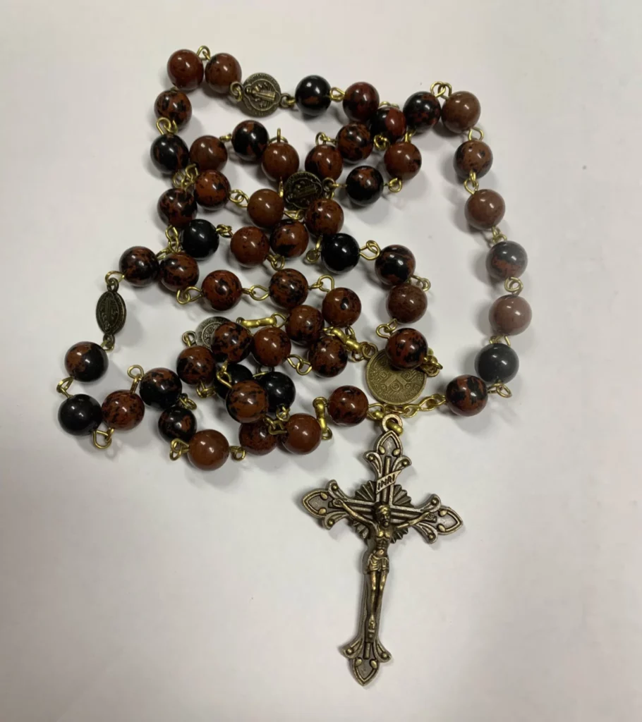 Exorcised Natural Stone Rosary with St. Benedict Medals - Our Sorrowful  Mother's Ministry