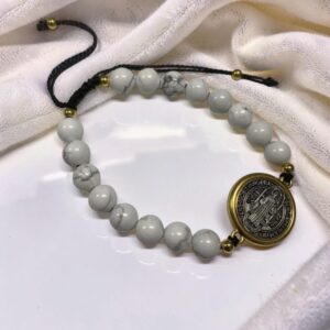 St. Benedict white bead bracelet